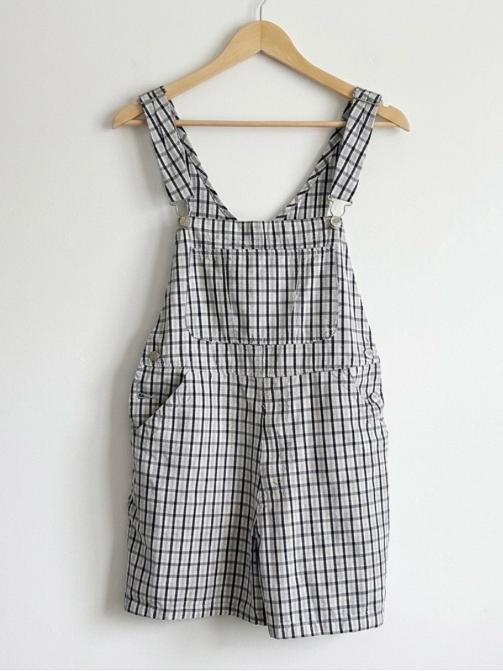 PSC Denim Plaid Overalls Blue White Gingham Cotton Women’s Small Cottagecore